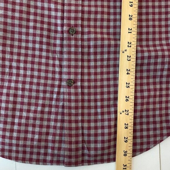 Banana Republic Luxe Flannel Slim Fit Shirt Medium Plaid Long Sleeve Red Gray - Picture 9 of 9